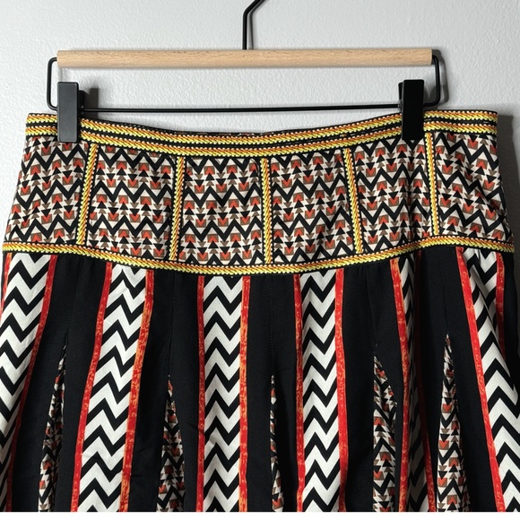 Anthropologie Ranna Gill Skirt Chevron Black Print Stripe Knee Length Size 16 - Picture 3 of 13